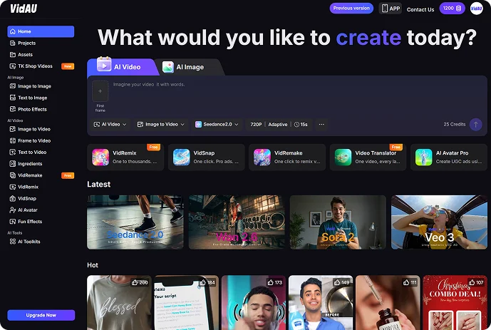 VidAU dashboard — AI Image