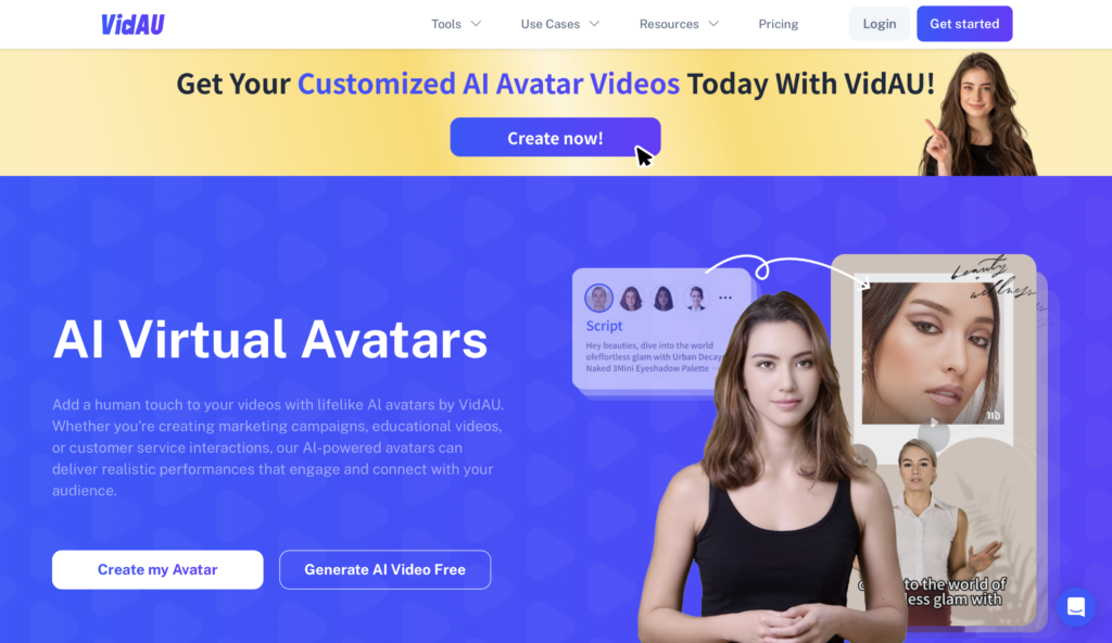  VidAU Avatar Generator Webpage