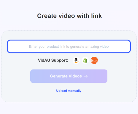 Inserite l'URL del prodotto per generare l'annuncio video