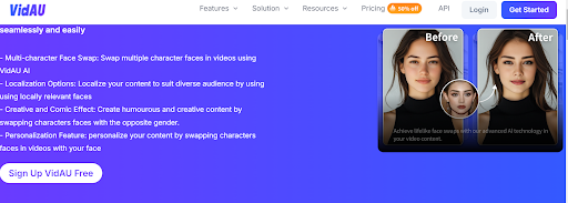 Create video face swap online with VidAU