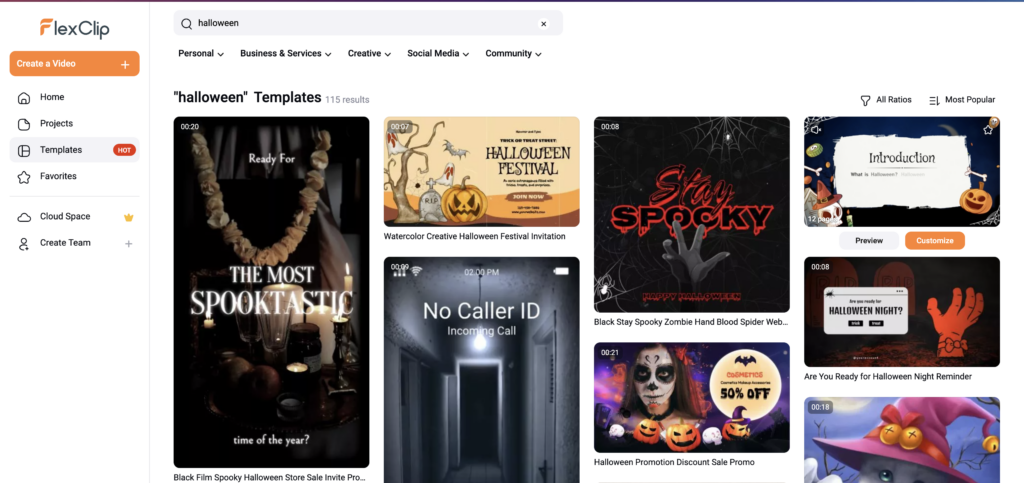 Halloween ads creation page 