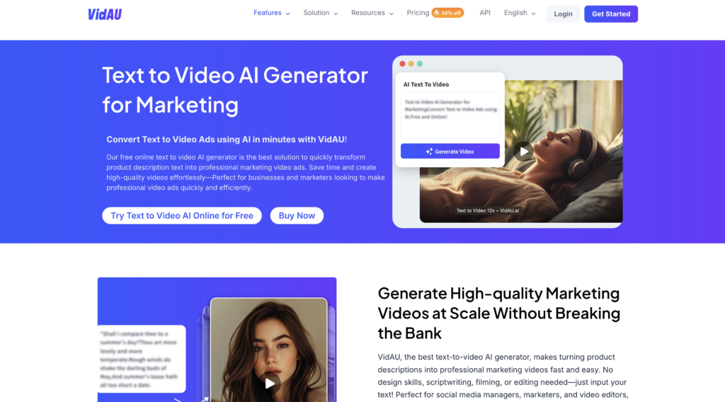 Sign up to VidAU Text to video generator