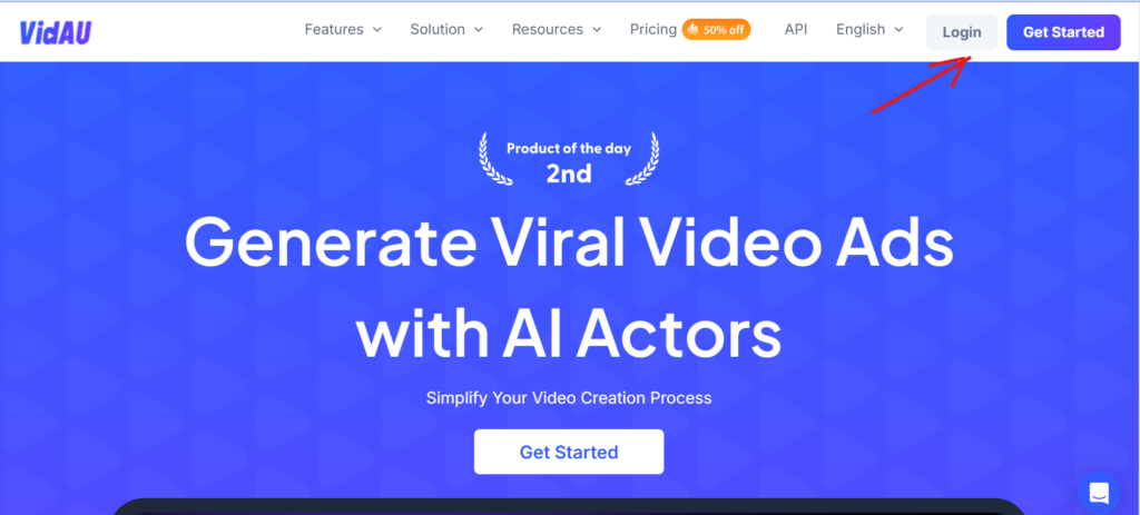 VidAU video maker AI homepage 