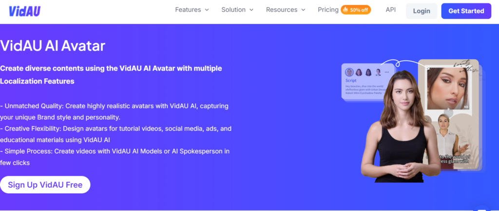 VidAU free AI video generator with avatar