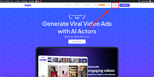 VidAU Face Swap Video App homepage
