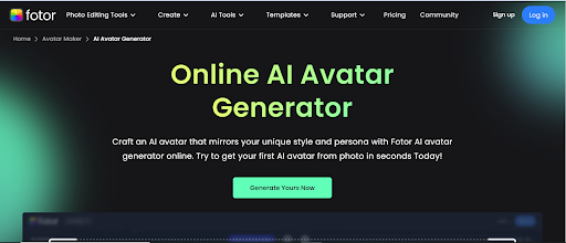 Fotor AI avatar generator