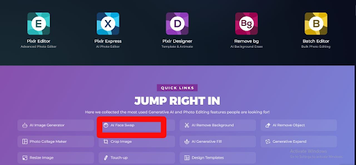 Pixlr AI face swap online