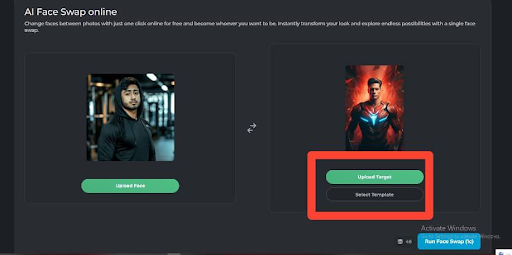 Upload target Photo on Pixlr AI face swap online
