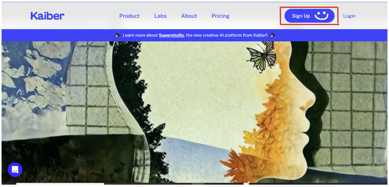 Sign up to Kaiber AI Videoc