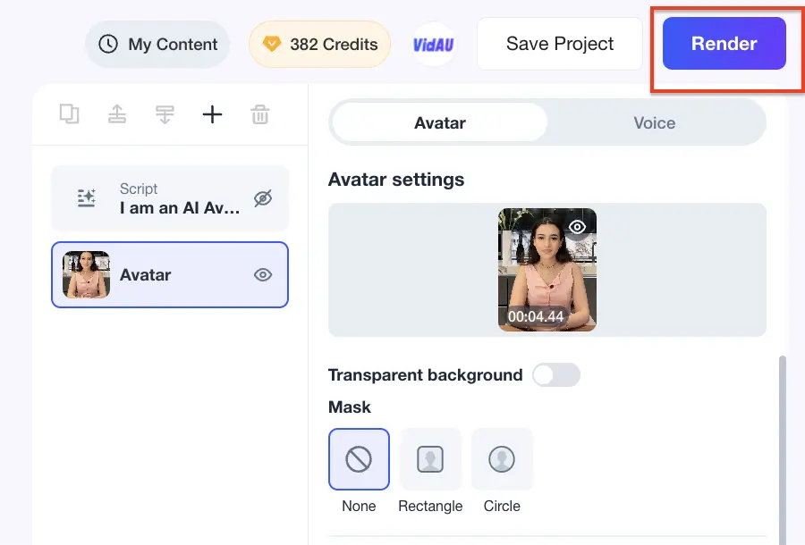 preview and export the ai avatar video