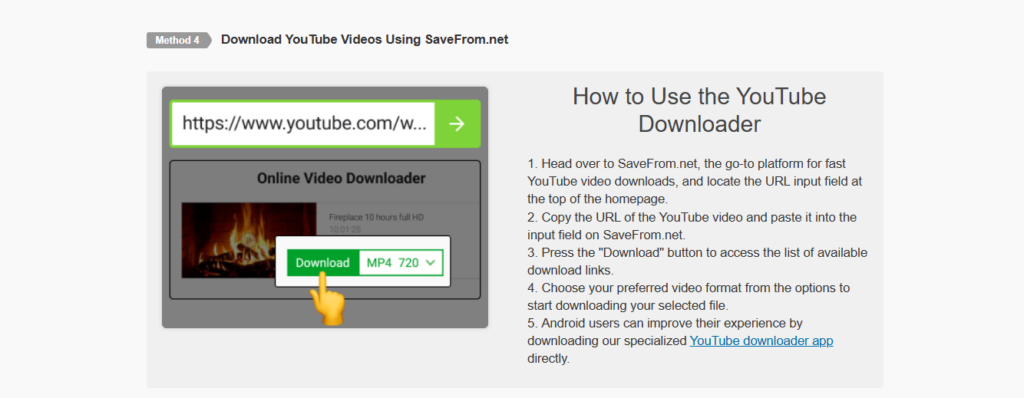 Savefrom YouTube mp4 downloader