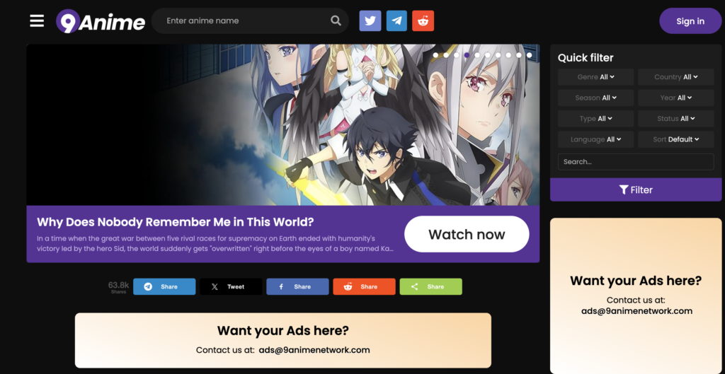 free anime websites